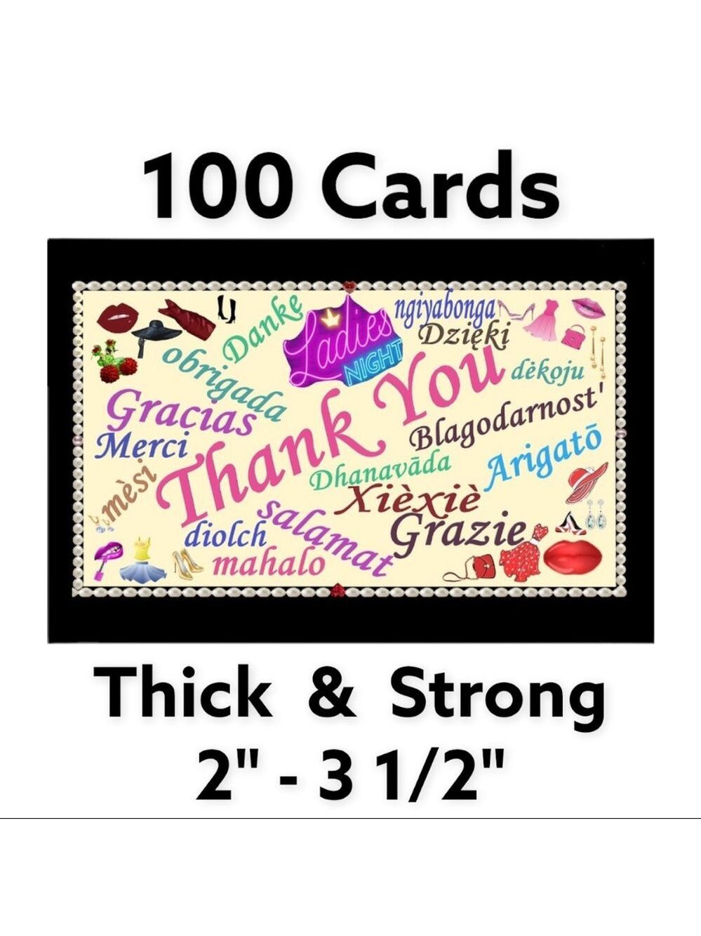 100 2" - 3 1/2"  Fashion Makeup Ladies Night Cards. PRICE IS FIRM